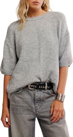 Free People Margot Oversize Short Sleeve Sweater in Heather Grey/dnu at Nordstrom Rack, Size Medium