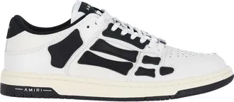 Amiri Skel White Leather Enameled Metal Logo Sneakers
