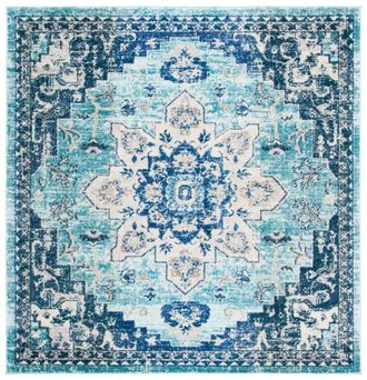 Safavieh Alfombra verde azulado/azul marino 152 x 152 cm