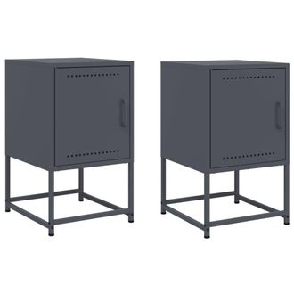 Berkfield Home Bedside Cabinets 2 pcs Anthracite 36x39x60.5 cm Steel in Dark Grey