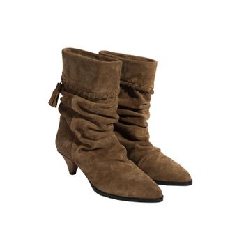 Desa Womens Suede Ankle Boots with Block Heels - Breathable, Slip-On, Perfect for Autumn/Winter Weather, Rain-Ready Fashion | Brown - 39