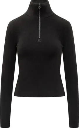 Courr&egrave;ges Black Solid Turtle Neck Sweater