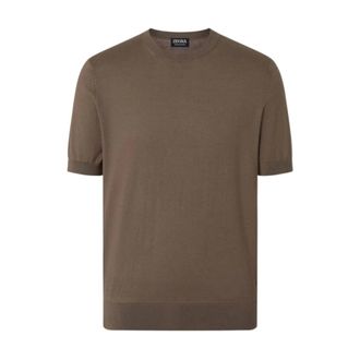 Ermenegildo Zegna Short Sleeve Crewneck Knit - male - Zegna - Round-neck Knitwear - Brown - 2XL - Knitwear