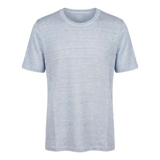 120% Lino 120% Lino, T-Shirts, male, Blue, Size: 2XL Crew Neck T-Shirt