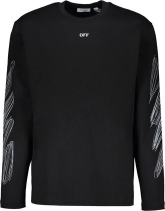 Off-white T-shirt met lange mouwen - Heren - Longsleeves - Zwart - XS - Katoen - Tops