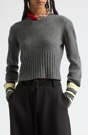 Plan C Wool Crewneck Sweater in Black Wax Grey at Nordstrom, Size 42