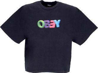 Obey Zwarte Crop Tee met Logo Print - Dames - T-shirts - Zwart - S - Katoen - Tops