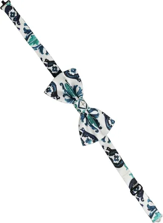 Dolce & Gabbana Sicilian Silk Floral Print Bow Tie - White