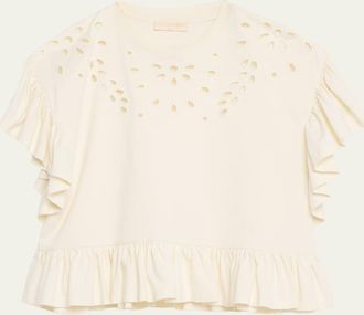 Ulla Johnson Mariana Embroidered Flutter-Sleeve Top