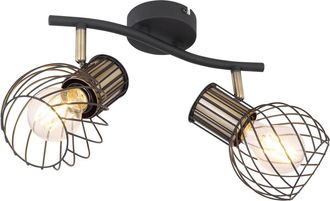 Globo Lighting Faretto S-bend, Schermo In Rete Metallica, Nero Opaco, Color Oro