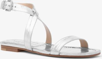 Michael Kors Bridgette Metallic Crocodile Embossed Leather Sandal