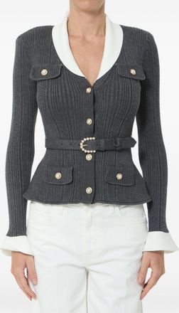 Self Portrait Zelfportret geribbeld vest met riem