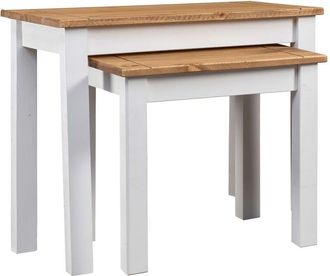 vidaXL Mesas apilables 2 uds madera maciza pino Panama Range blanco vidaXL