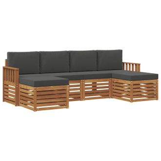 vidaXL Juegos De Sof&aacute;s Con Coj&iacute;n 6 Pcs Natural Y Antracita Vidaxl