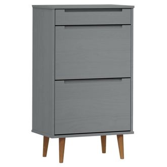 Berkfield Home Shoe Cabinet MOLDE Grey 59, 5x35x103 cm Solid Wood Pine | Size: 5 x 35 x 103 cm