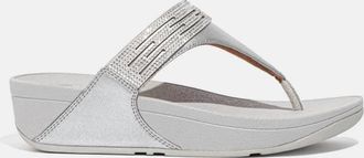 FitFlop Womens Lulu Lasercrystal Leather Toe-Post Sandals In Silver