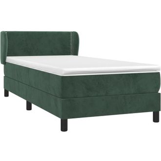 vidaXL Vidaxl - Cama Box Spring Con Colch&oacute;n Terciopelo Verde Oscuro 100x200 Cm