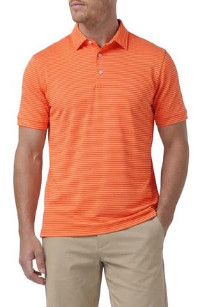 Mizzen+Main Versa Trim Fit Stripe Performance Polo in Orange Alternating Stripe at Nordstrom, Size Xx-Large
