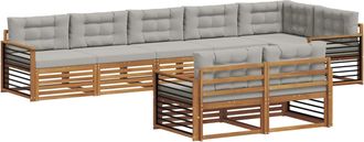 vidaXL Conjunto De Sof&aacute;s De Exterior 8 Uds. Gris Natural Y Claro Vidaxl