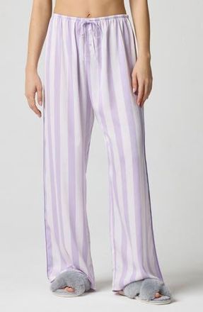 Florence By Mills Drawstring Waist Satin Pajama Pants in Millie Lavender Stripe at Nordstrom Rack, Size X-Small