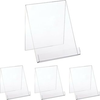 Relaxdays Relaxdays 4x Book Holder A4, Acrylic Display for Large Books, Sturdy, Reading Stand HWD: 24 x 21 x 19 cm, Transparent