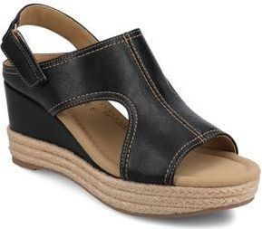 Journee Collection Rayleigh Wedge Sandal in Black at Nordstrom Rack, Size 7.5