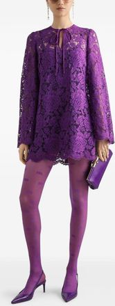 Dolce & Gabbana Womens Lace Mini Dress - Purple viscose - Size EU 38 (Womens)