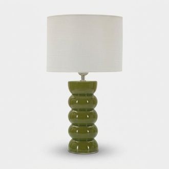 Les Tendances L&aacute;mpara De Mesa De Cer&aacute;mica Con Pantalla Torr - Verde Oscuro