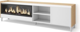 Skraut Home Skraut Home - Mueble Tv, Televisi&oacute;n, Muebles De Sal&oacute;n, Almacenaje, 212x35x61cm, Para Tv Hasta 80, Chimenea El&eacute;ctrica Xxl, Dise&ntilde;o Industrial, Estilo Mo