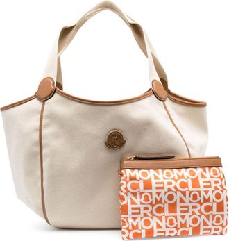 Moncler Nalani canvas tote bag - women - Calf Leather/Cotton/Polyamide - One Size - Neutrals