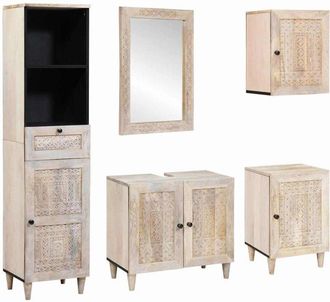 vidaXL Juego De Muebles De Ba&ntilde;o Con Caj&oacute;n 5 Pcs Madera Maciza De Mango Vidaxl