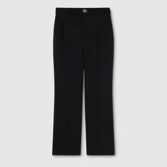 Gucci Cr&ecirc;pe Wool Pants With Double G Button, Black, Ready-to-wear