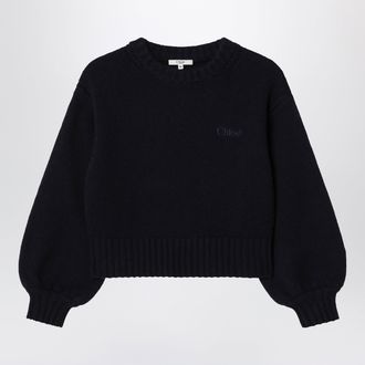 Chlo&eacute; Maglione blu navy in lana e cashmere