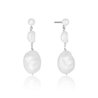 Lily & Roo Silver Multi Baroque Pearl Drop Earrings