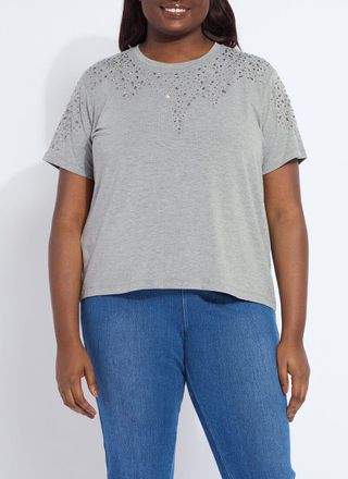 Lyss&eacute; Malva Embellished Crew Neck Top Curvy