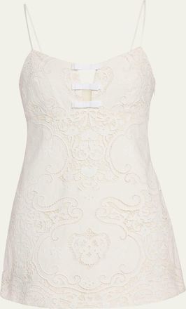 LoveShackFancy Rosalisa Embroidered Cotton Mini Dress