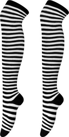 BESTOYARD Striped Over The Knee Socks Medium white and black