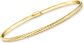 RS Pure by Ross-Simons Italian 14kt Yellow Gold Ridged Bangle Bracelet