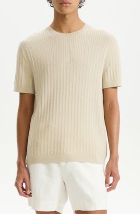Theory Cable Short Sleeve Cotton Blend Sweater in New Sand at Nordstrom Rack, Size Xx-Large
