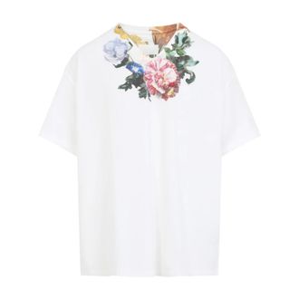 Maison Margiela T-Shirts, male, White, Size: XL Flower Print Jersey T-Shirt
