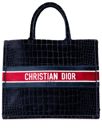 Dior 2021 Large Velvet Embossed Book tote bag - unisex - Velvet - One Size - Blue