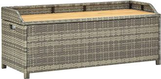 vidaXL Banco de almacenamiento de jardín ratán sintético gris 120 cm vidaXL