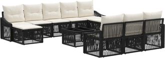 vidaXL Conjunto De Sof&aacute;s De Jard&iacute;n 11 Uds. Negro Rat&aacute;n Sint&eacute;tico Vidaxl