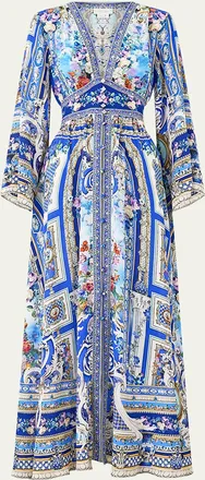 Camilla Ottoman Opulence Kimono-Sleeve Maxi Dress