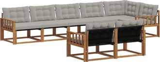 vidaXL Conjunto De Sof&aacute;s De Exterior 8 Uds. Gris Natural Y Claro Vidaxl