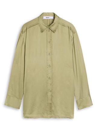Day Birger Et Mikkelsen Day Birger ET Mikkelsen Strong Open-back Satin Shirt - Khaki - 40 (UK14 / L)