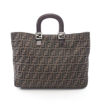 Fendi Brown Canvas Leather Handbag Tote Bag (Pre-Owned)