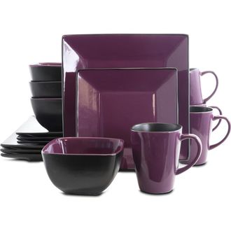 Elama Mulberry Loft 16 Piece Modern Premium Stoneware Dinnerware Set with Complete Settings for 4 in Purple at Nordstrom