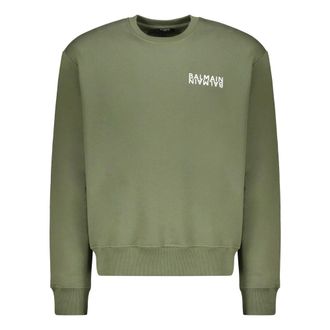Balmain Sweatshirts, male, Green, Size: 2XL Cotton Sweatshirt with Logo