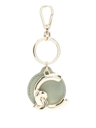 Coccinelle logo-charm keyring - women - Brass/Calf Leather - One Size - Gold